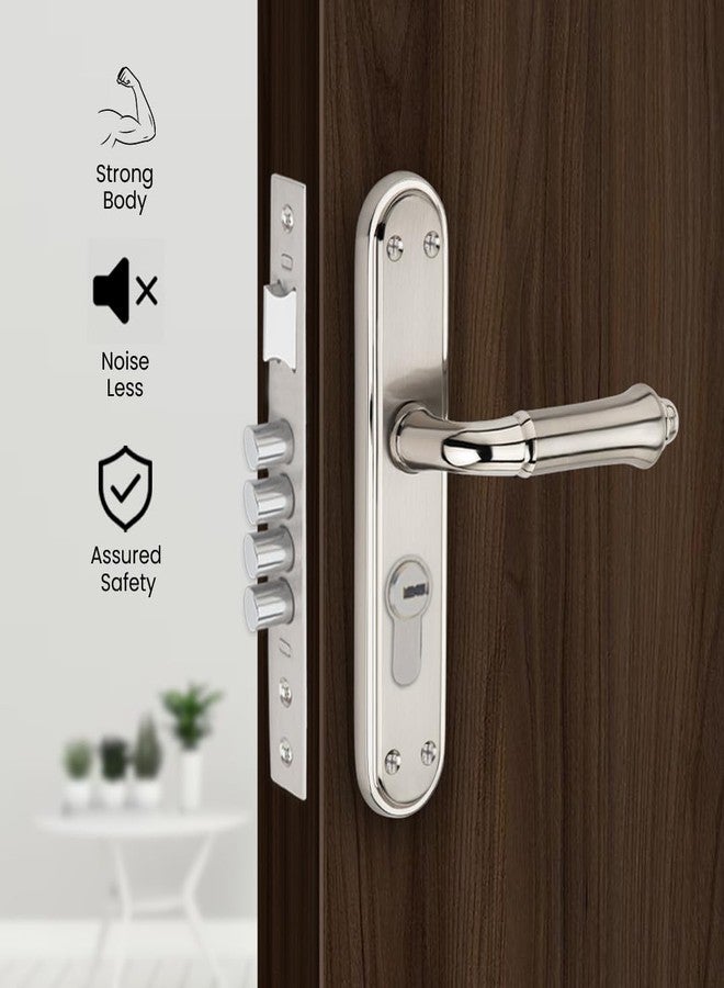 Link Lotus Mortise Lock |for Main & Internal Door in Home/Office/Hotel | 10 Inches Heavy Duty Handle Set with One Side Key Access, 3 Keys |SS Finish|5 Years Warranty - Image 3